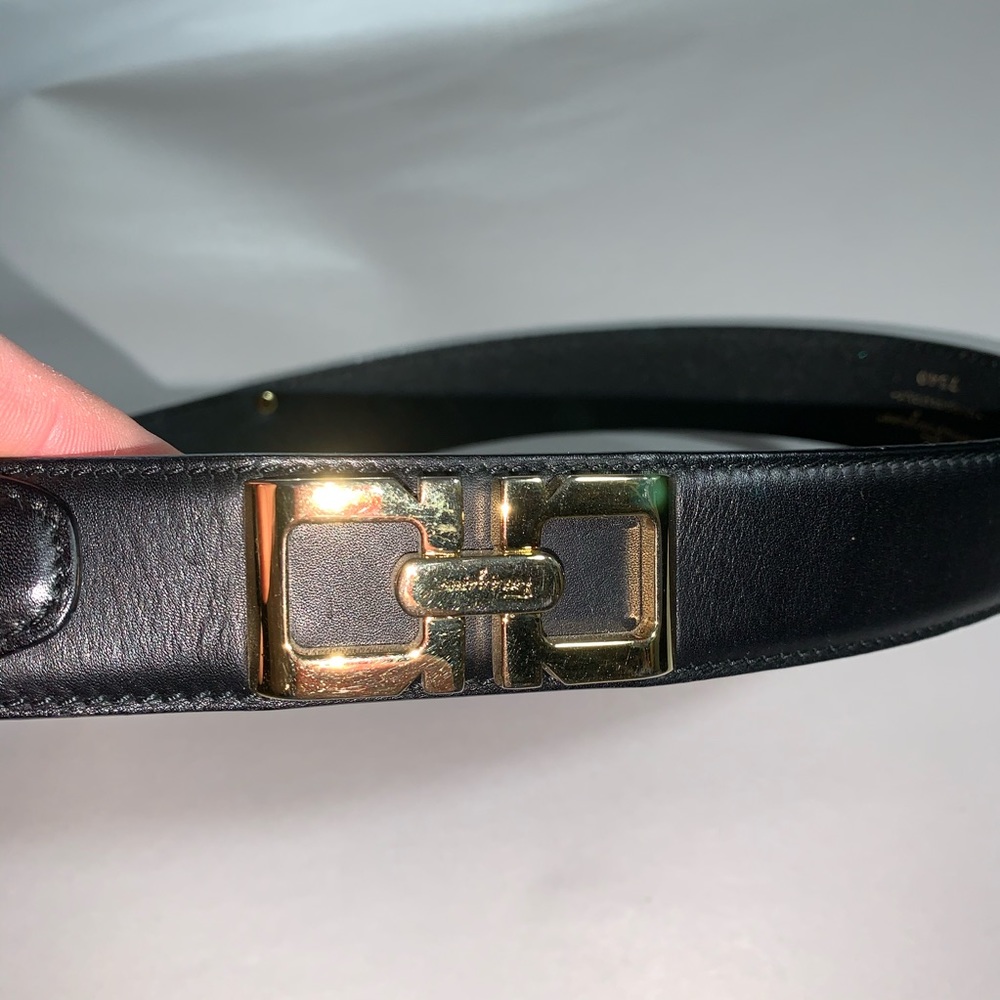 SALVATORE FERRAGAMO size MED black/gold BELT - Picture 6 of 7